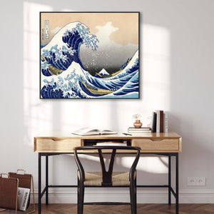 The Great Wave of Kanagawa Japanese Wall Art Framed Canvas Print by Katsushika Hokusai