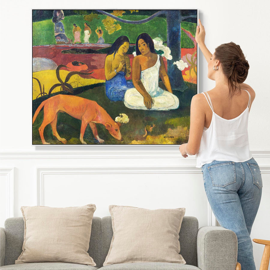 Large Colourful Paul Gauguin Wall Art Framed Canvas Print of Arearea Famous Tahitian Painting