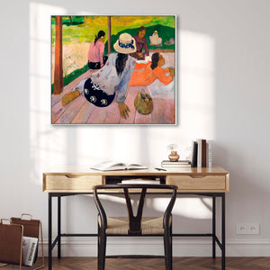 Large Colourful Paul Gauguin Wall Art Framed Canvas Print of Siesta Famous Painting