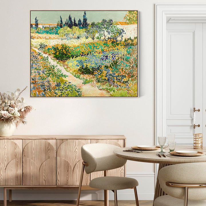 Large Vincent Van Gogh Wall Art Framed Canvas Print of Garden at Arles Landscape Painting - FFob-2202-N-L