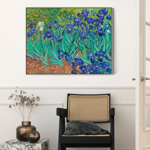 Large Vincent Van Gogh Wall Art Framed Canvas Print of Irises Floral Painting