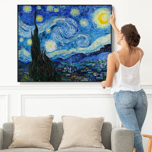 Large Vincent Van Gogh Wall Art Framed Canvas Print of Starry Night Painting