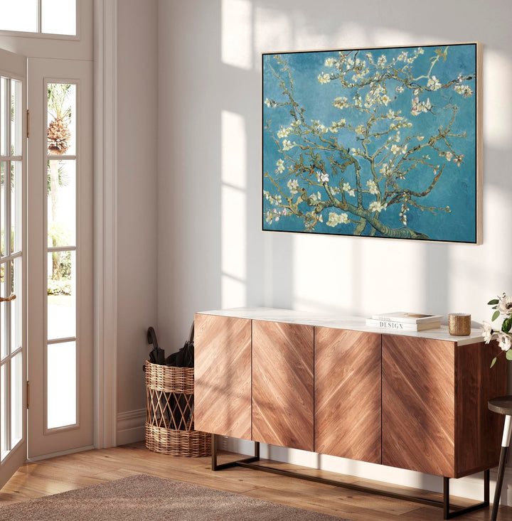 Large Vincent Van Gogh Wall Art Framed Canvas Print of Almond Blossom Floral Painting - FFob-2203-N-L
