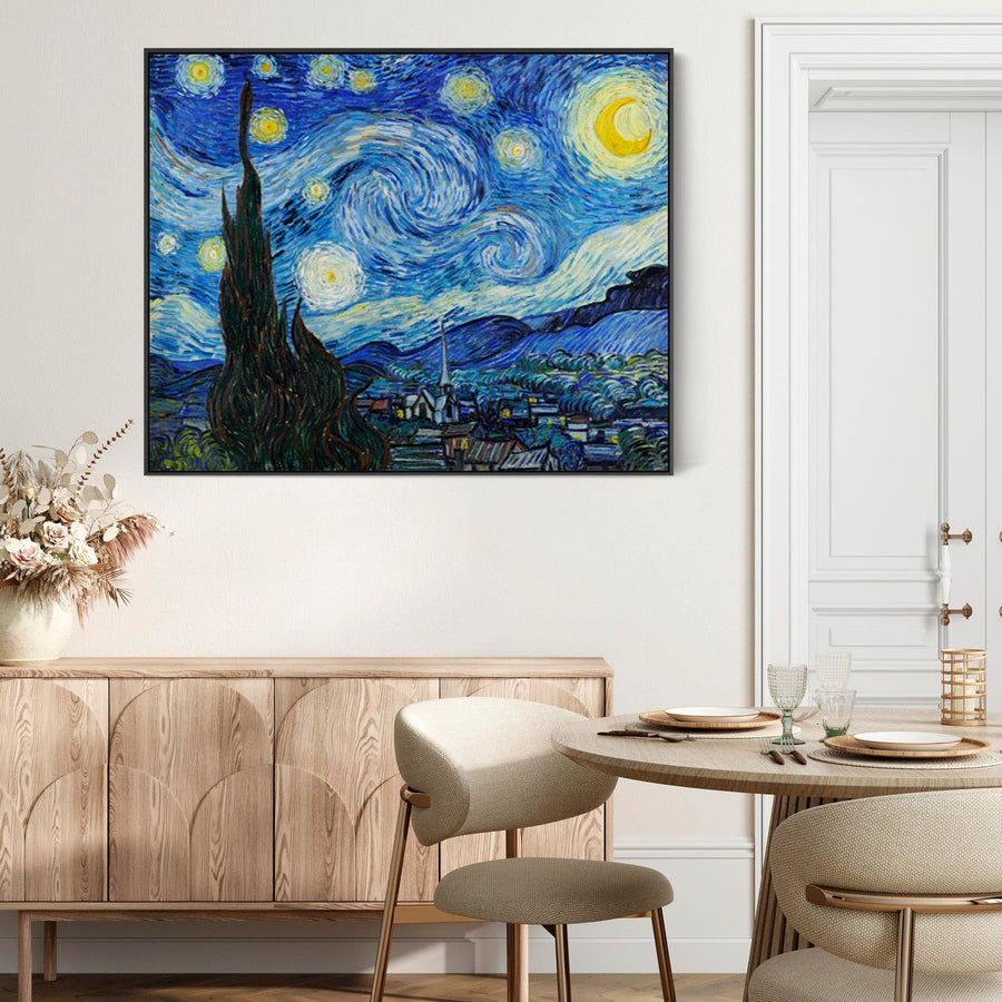 Large Vincent Van Gogh Wall Art Framed Canvas Print of Starry Night Painting