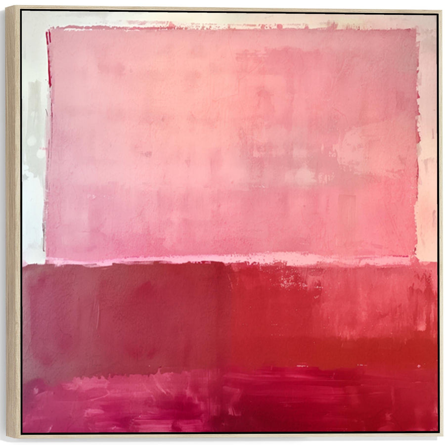 Large Abstract Mark Rothko Style Wall Art Framed Canvas Print Red Blush Pink Painting - 100cm x 100cm