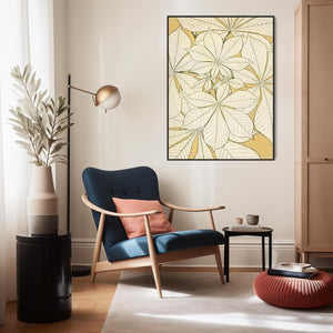 Large Mustard Yellow Leaves Framed Prints on Canvas by Owen Jones