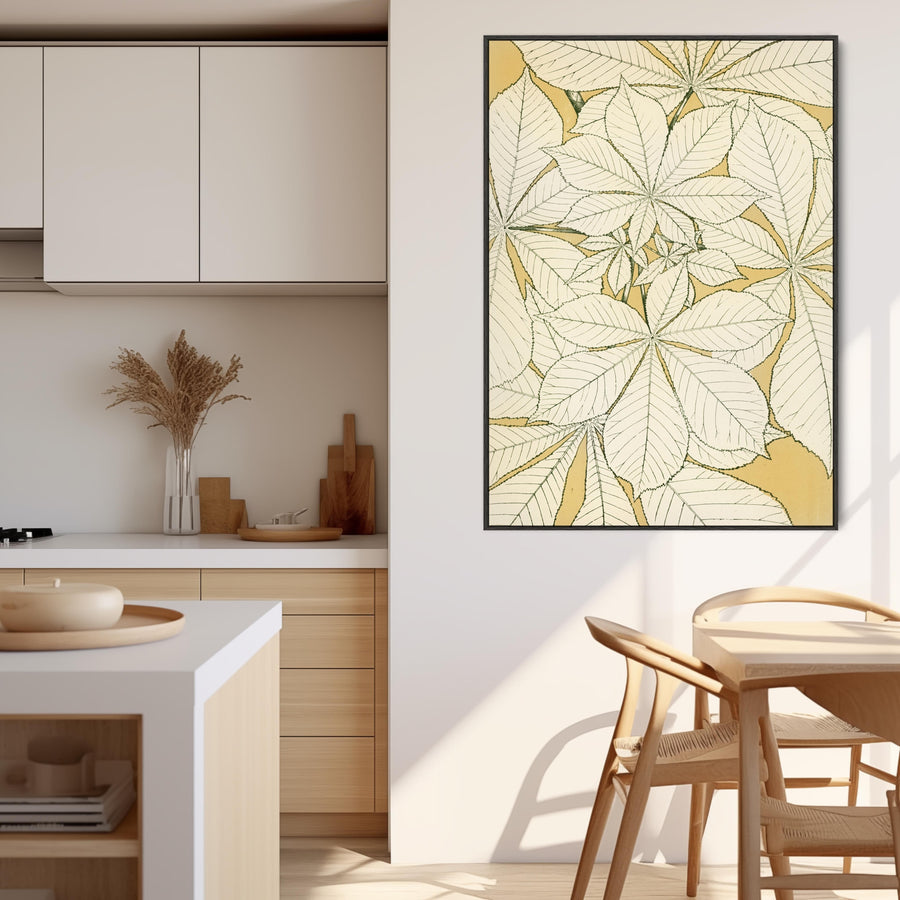 Large Mustard Yellow Leaves Framed Prints on Canvas by Owen Jones