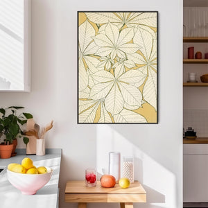 Large Mustard Yellow Leaves Framed Prints on Canvas by Owen Jones