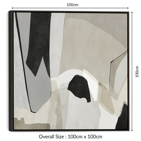 Large Sage Neutral Framed Wall Art - Abstract Canvas for Living Room