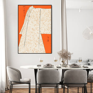 Large Orange Abstract Wall Art Framed Japanese Robe Canvas Print