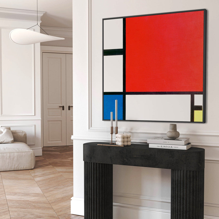 Modrian Framed Large Piet Mondrian Framed Abstract Canvas - Colourful Modern Artwork