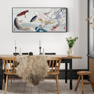 Japanese Koi Carp Wall Art Framed Canvas Print by Tsukioka Yoshitoshi