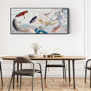 Japanese Koi Carp Wall Art Framed Canvas Print by Tsukioka Yoshitoshi