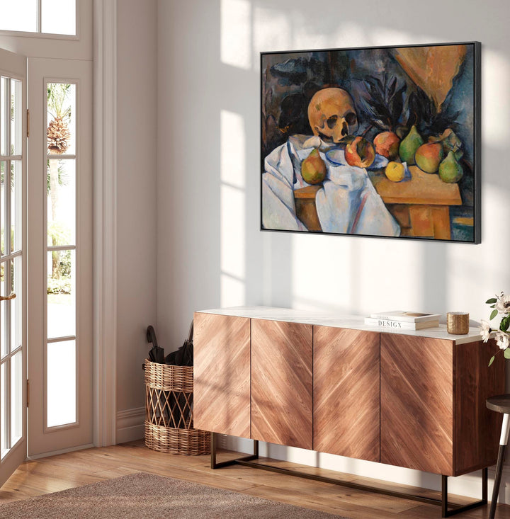 Large Paul Cezanne Wall Art Framed Canvas Print of Still Life with Skull Famous Painting - FFob-2323-B-L