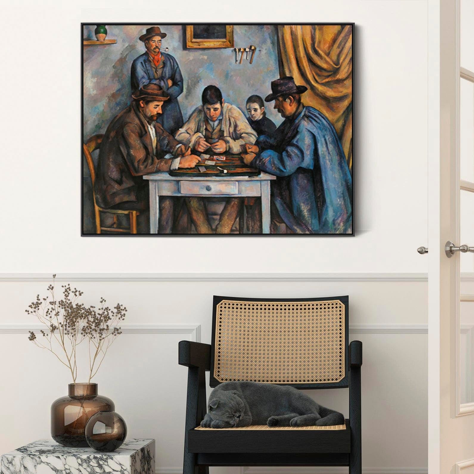 Large Paul Cezanne Wall Art Framed Canvas Print of The Card Players Fa