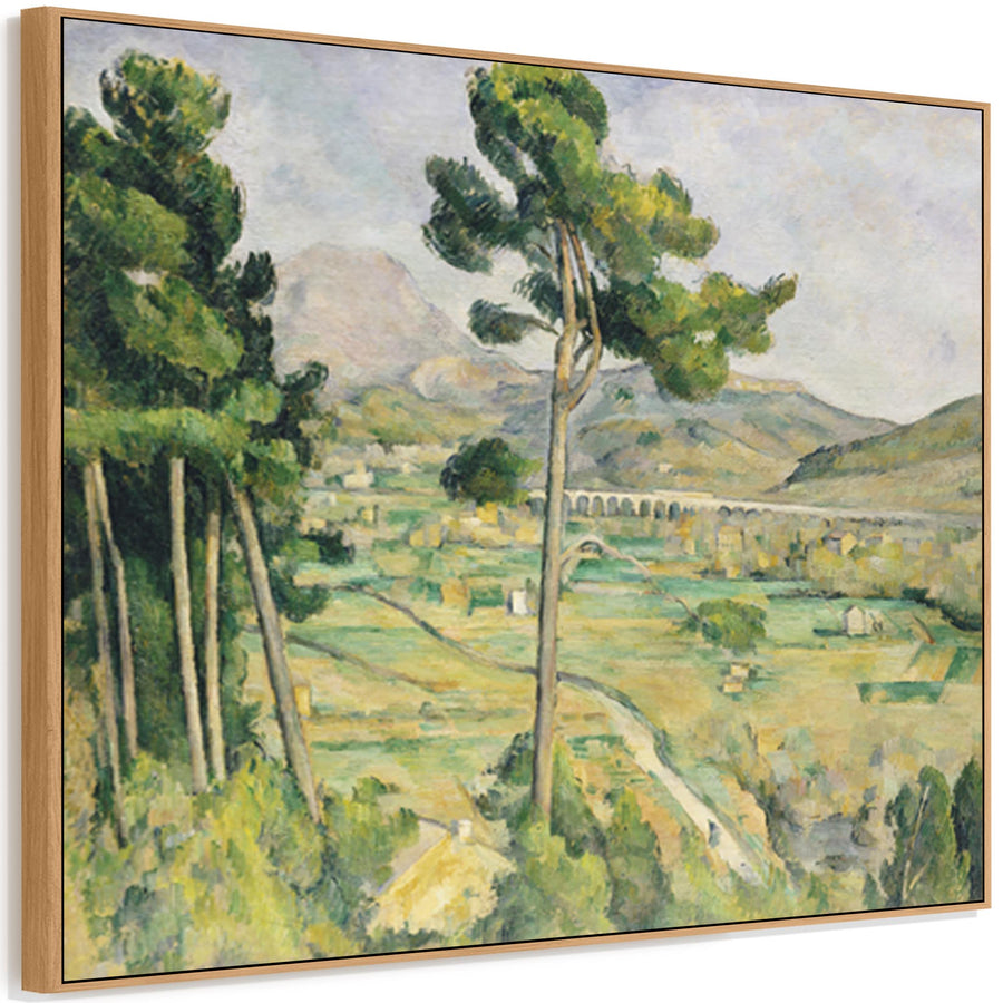 Large Paul Cezanne Landscape Wall Art Framed Canvas Print of Mont Sainte Victoire Viaduct Arc River Valley Painting