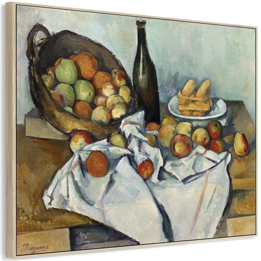 Large Paul Cezanne Kitchen Wall Art Framed Canvas Print of Basket of Apples Famous Painting