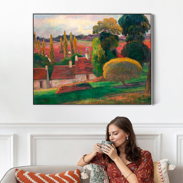 Large Paul Gauguin Wall Art Framed Canvas Print of a Farm in Brittany Landscape Painting