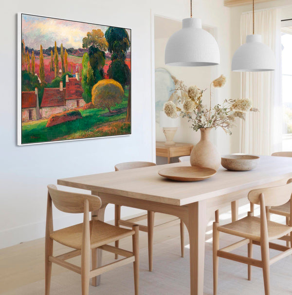 Large Paul Gauguin Wall Art Framed Canvas Print of a Farm in Brittany Landscape Painting