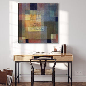 Large Colourful Paul Klee Abstract Wall Art Framed Canvas Print of Polyphonic Architecture Painting - 100cm x 100cm