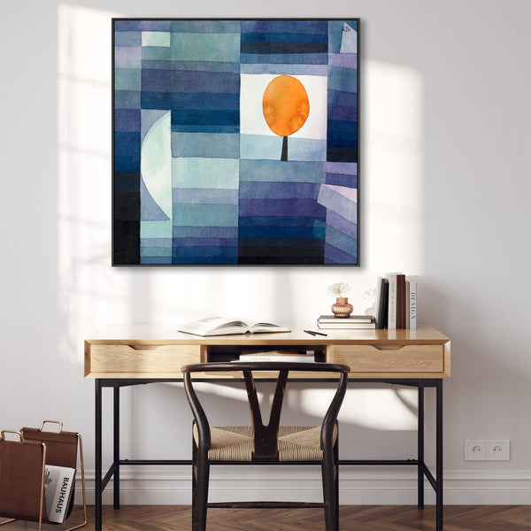 Large Paul Klee Abstract Canvas in Blue Orange - Framed Print Harbinger of Autumn