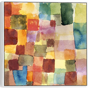 Large Multi Coloured Paul Klee Abstract Wall Art Framed Canvas Print of Watercolour Painting - 100cm x 100cm