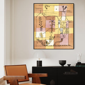 Large Orange Paul Klee Abstract Wall Art Framed Canvas Print Spirit of Hoffman Painting