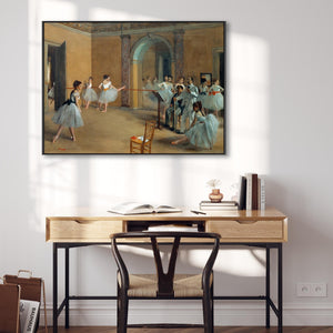 Edgar Degas - Framed Wall Art Print Canvas Picture - The Dance Foyer at the Opera on the rue Le Peletier