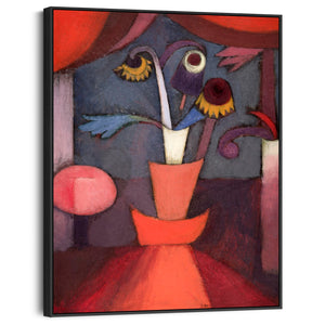 Large Red Floral Abstract Framed Prints on Canvas by Paul Klee - Autumn Flower