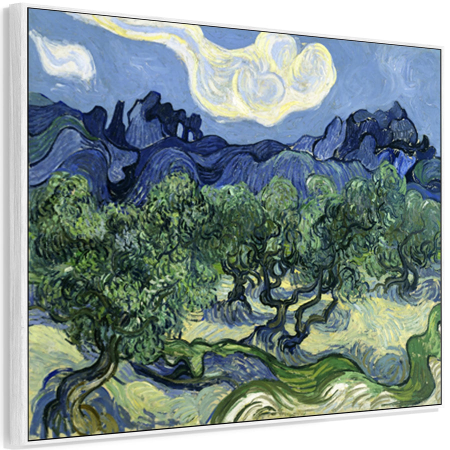 Large Vincent Van Gogh Framed Landscape Wall Art Print of Olive Trees at Apilles Painting