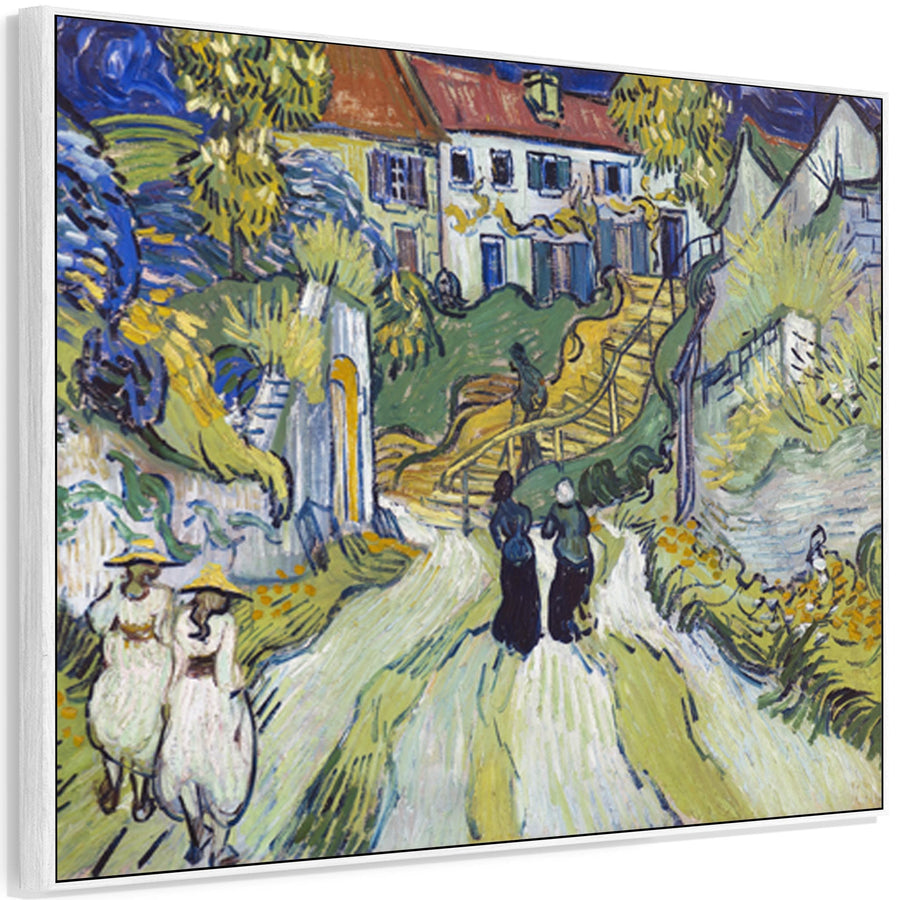 Large Vincent Van Gogh Framed Canvas Wall Art Print Stairway at Auvers Painting