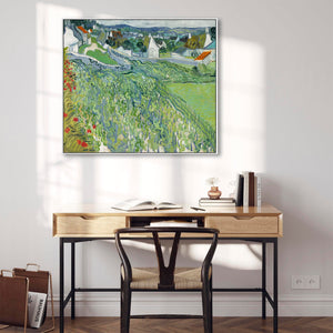 Large Vincent Van Gogh Framed Landscape Wall Art Print Vineyards at Auvers Painting