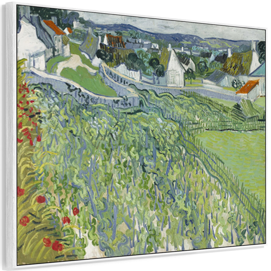 Large Vincent Van Gogh Framed Landscape Wall Art Print Vineyards at Auvers Painting