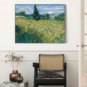 Large Vincent Van Gogh Framed Landscape Wall Art Print of Green Wheat Fields at Auvers Painting