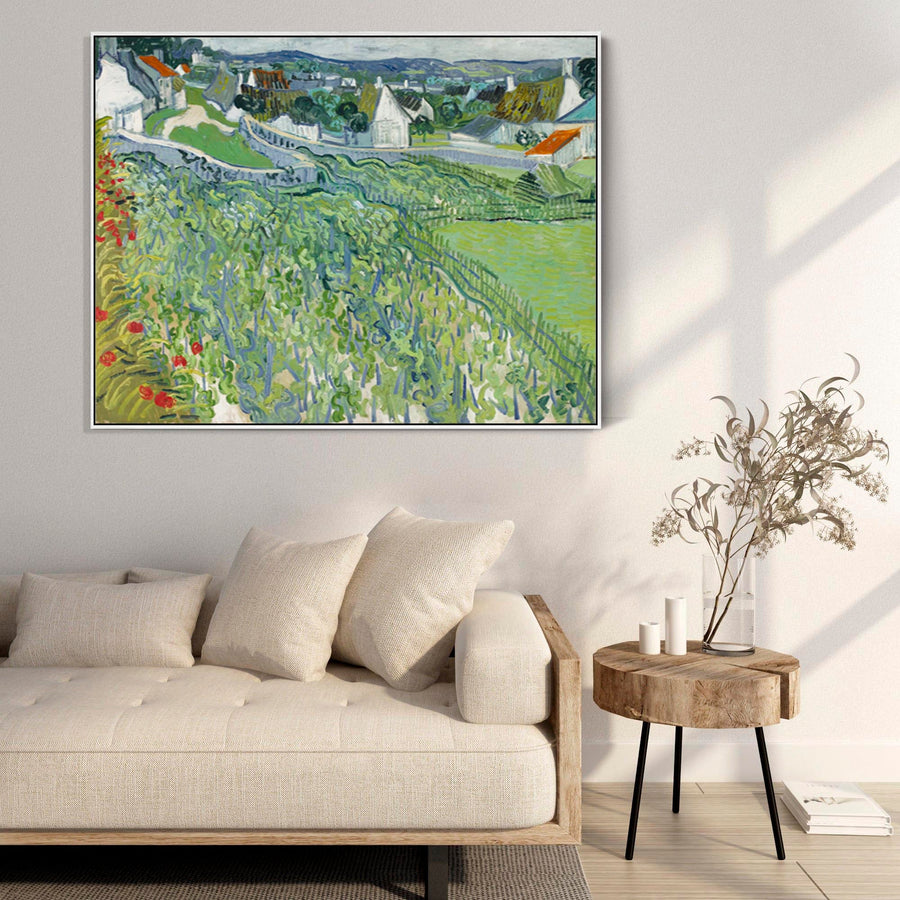 Large Vincent Van Gogh Framed Landscape Wall Art Print Vineyards at Auvers Painting