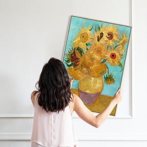 Large Vincent Van Gogh Wall Art Framed Canvas Print of 12 Sunflowers Vase Painting