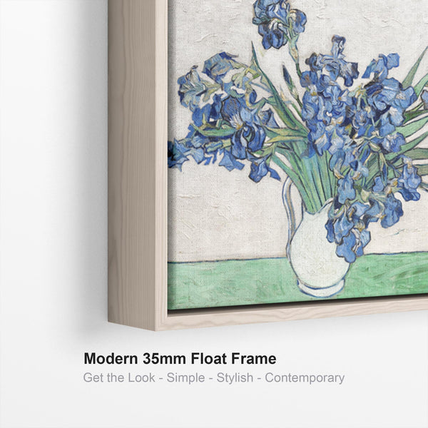 Large Vincent Van Gogh Wall Art Framed Canvas Print of Irises Vase Floral Painting