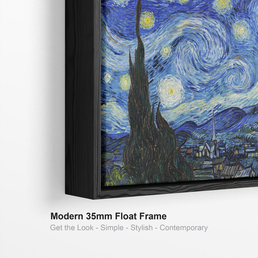 Stampa Su Tela Van Gogh Notte Stellata – 30x20 A1 – Incorniciata E Pronta Da Appendere - Foto 4