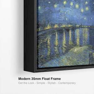 Large Vincent Van Gogh Framed Canvas Print of Starry Night over the Rhone Landscape Famous Painting