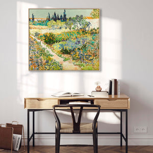 Large Vincent Van Gogh Wall Art Framed Canvas Print of Garden at Arles Landscape Painting