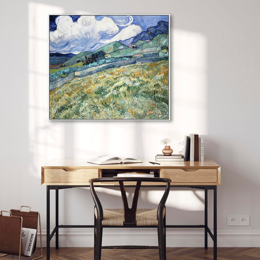 Large Vincent Van Gogh Wall Art Framed Canvas Print of Saint Remy Landscape Painting