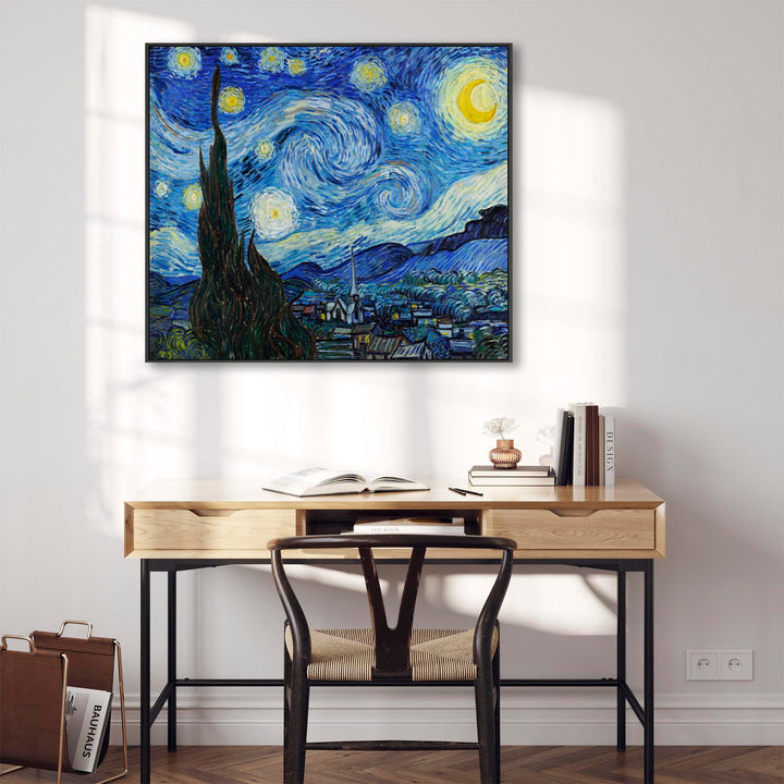 Large Vincent Van Gogh Wall Art Framed Canvas Print of Starry Night Painting - FFob-2213-B-L