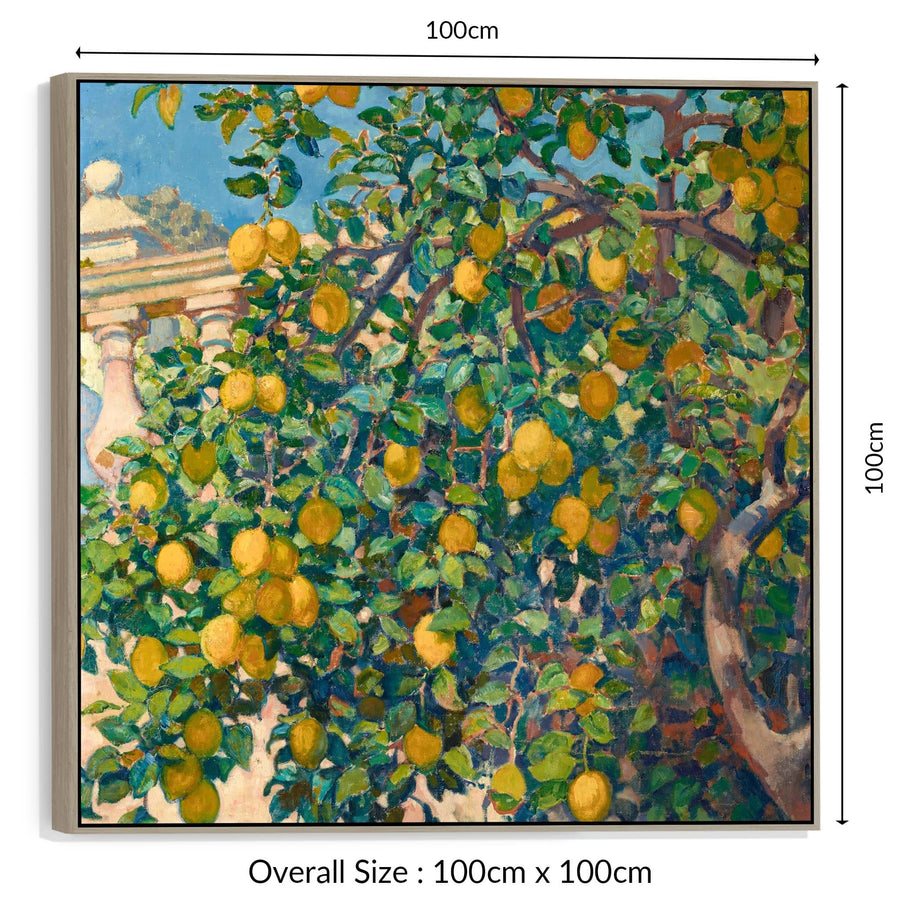 Theo Van Rysselberghe - Framed Wall Art Print Canvas Picture - Lemon Trees at Mortola