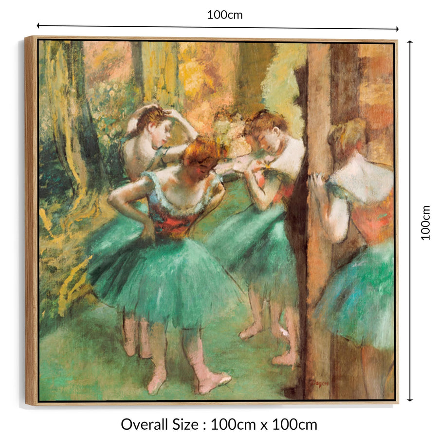 Edgar Degas - Framed Wall Art Print Canvas Picture - Dancers Green