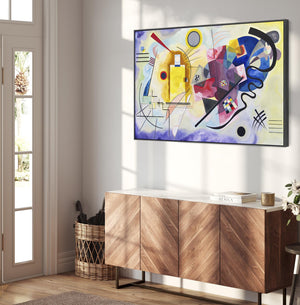 Large Wassily Kandinsky Colourful Abstract Wall Art Framed Canvas Print of Yellow Red Blue Painting