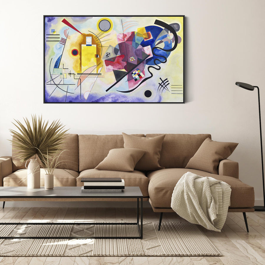 Large Wassily Kandinsky Colourful Abstract Wall Art Framed Canvas Print of Yellow Red Blue Painting