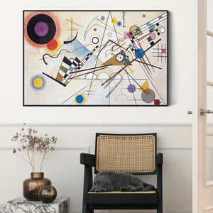 Large Wassily Kandinsky Multi Coloured Abstract Wall Art Framed Canvas Print of Colourful Composition 8 VIII Painting