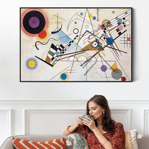 Large Wassily Kandinsky Multi Coloured Abstract Wall Art Framed Canvas Print of Colourful Composition 8 VIII Painting