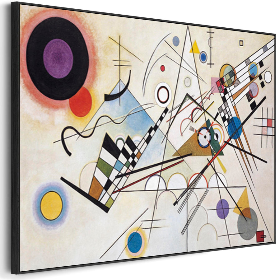 Large Wassily Kandinsky Multi Coloured Abstract Wall Art Framed Canvas Print of Colourful Composition 8 VIII Painting