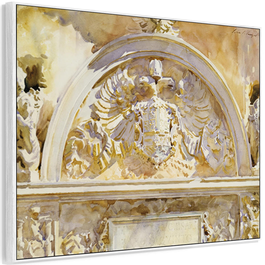 Large Yellow Cream Wall Art Framed Canvas Print of John Singer Sargent of Escutcheon of Charles V Painting